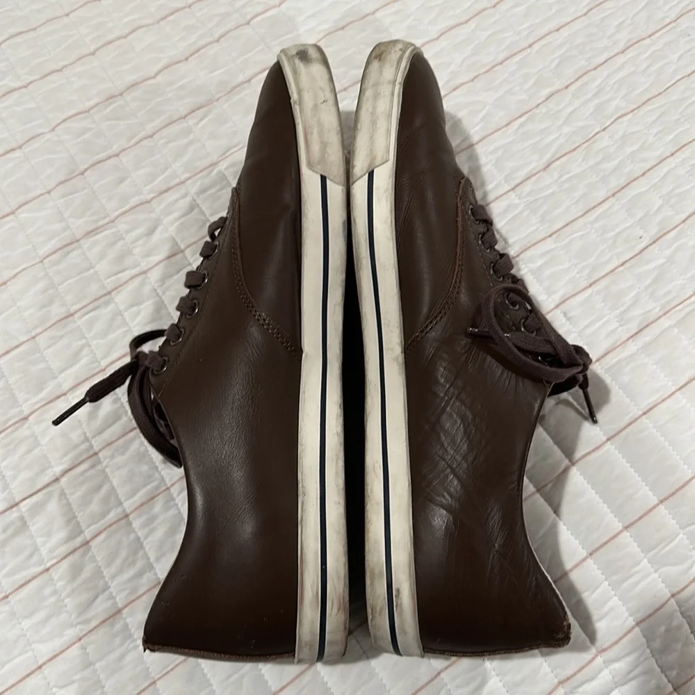 SEAVEES Hermosa Plimsoll Leather Brown Lace Up Sneakers Shoes Sz Mens 13…